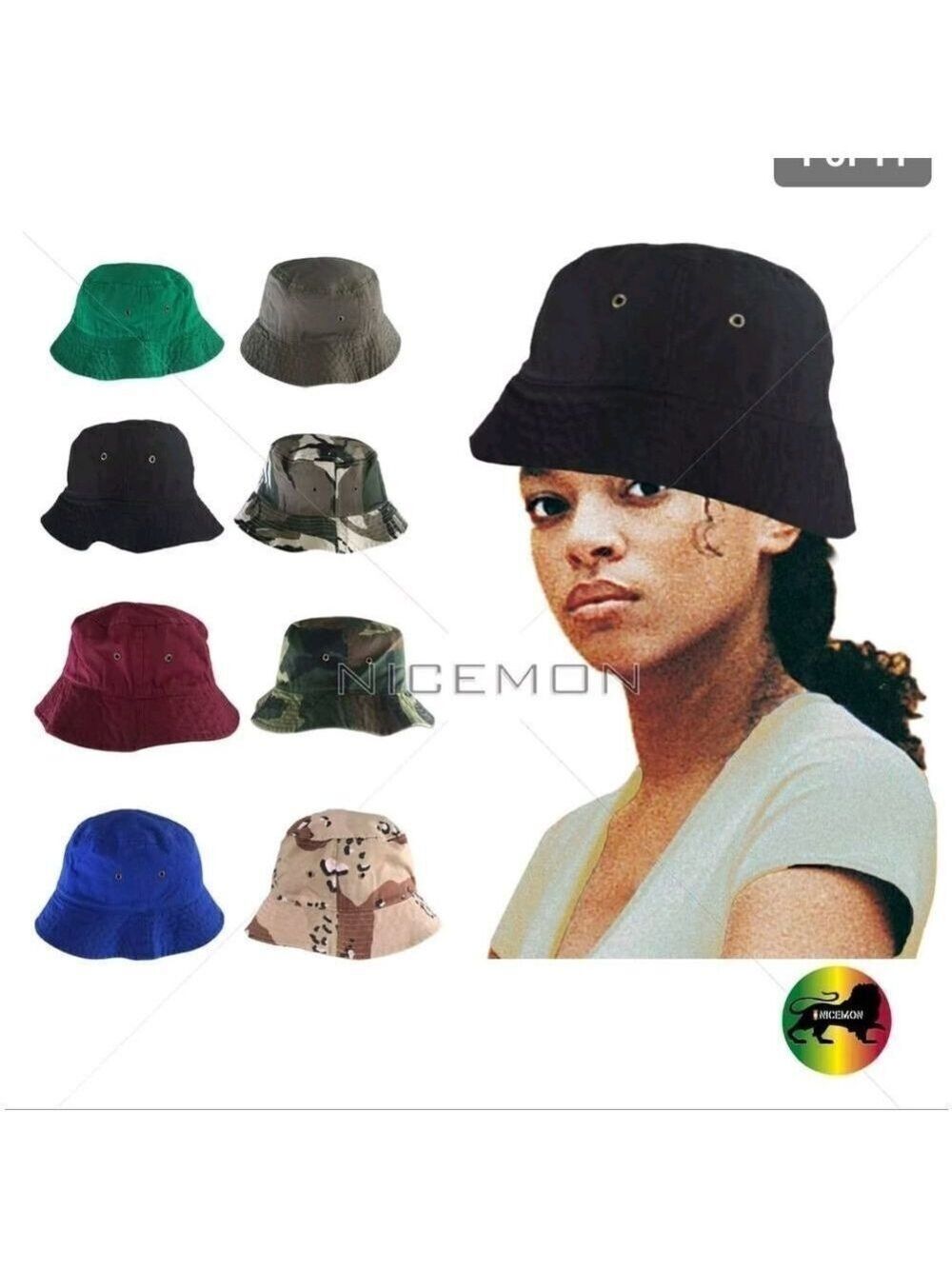 Unisex Bucket Hat Cap100% Cotton Twill bucket hat Cap Soft Comfortable 1SZ Fit